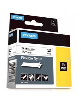 Rhino Flexible Nylon Tape 12mm WHITE with Black Lettering (S0718100)