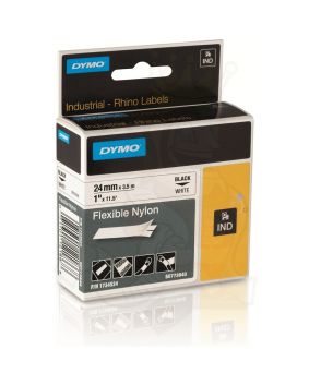 Rhino Flexible Nylon Tape 24mm WHITE with Black Lettering (S0773840)