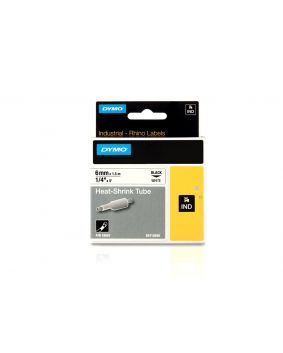 Rhino Heat Shrink Tube Tape 6mm WHITE with Black Lettering (18051) 