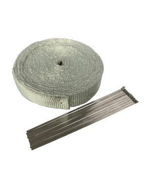 HILEXH Fibreglass Exhaust Heat Wrap Kit (50mm x 3mm) – White