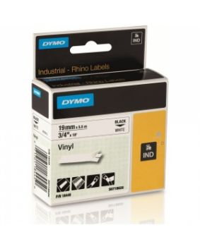 DYMO Rhino Vinyl Tape 19mm WHITE with Black Lettering 18445