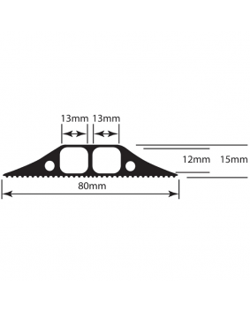 9m Black with 2 Holes - Floor Cable Cover with Connectors 